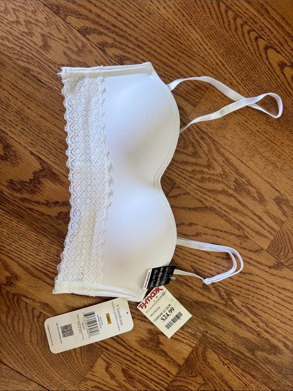 Rene Rofe White Lace-Trim Bralette